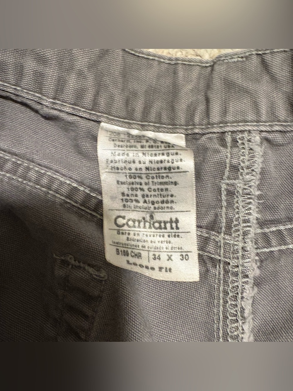 Carhartt Men’s Gray Cargo Work Pants - Picture 3 of 3